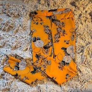 Zara Yellow Floral Print Trousers